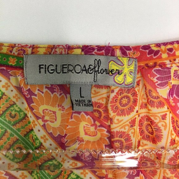 Figueroa & Flower Sheer Blouse 3/4 Sleeve Womens L - Picture 3 of 7